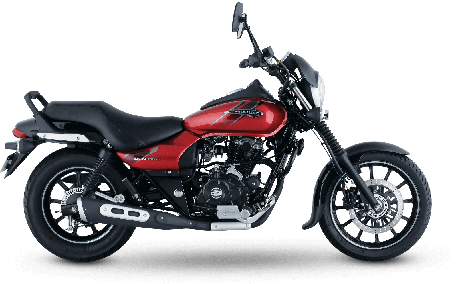 Black and Red color bajaj avenger street 160cc with single channel abs